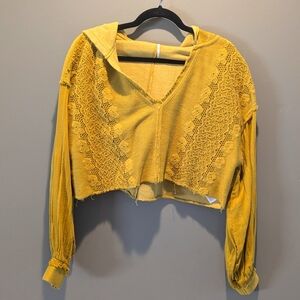 Free People Crochet Cropped Hoodie Size Small